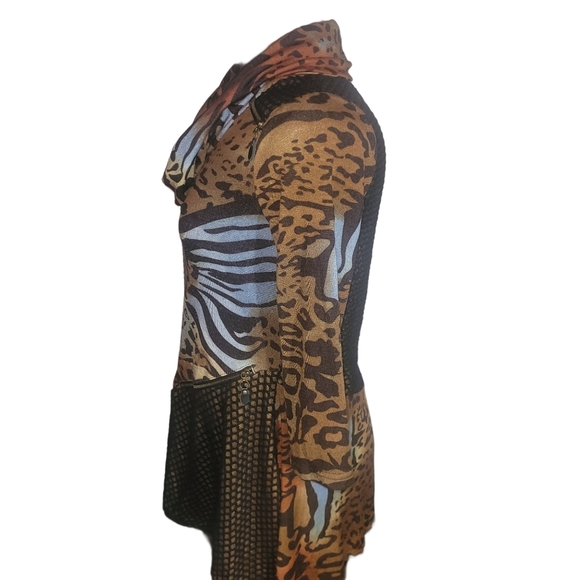 Le Grenier Multi Patterned Animal Print Cowl Neck Sweater S - Picture 5 of 7